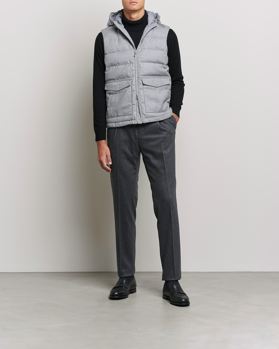 Herre | Jakker | Stenströms | Hooded Flannel Vest Grey