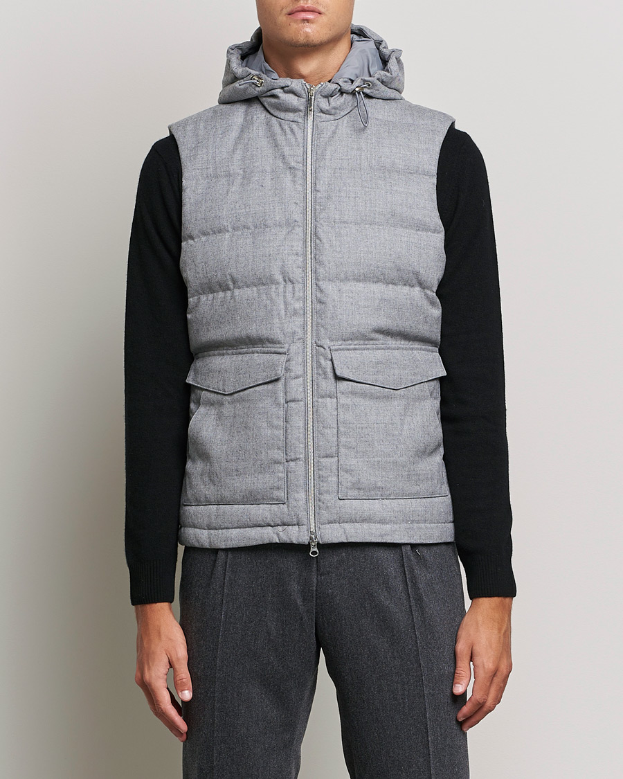 Herre | Jakker | Stenströms | Hooded Flannel Vest Grey