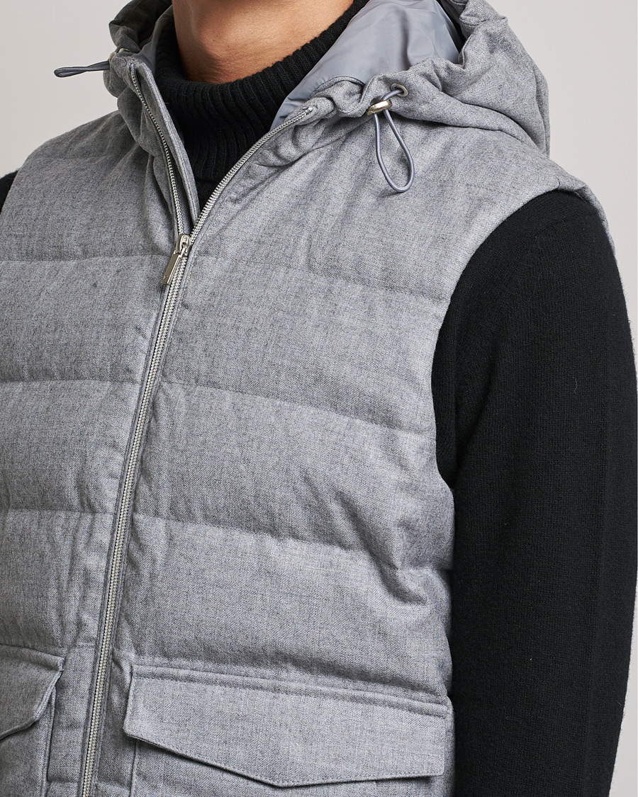 Herre | Jakker | Stenströms | Hooded Flannel Vest Grey