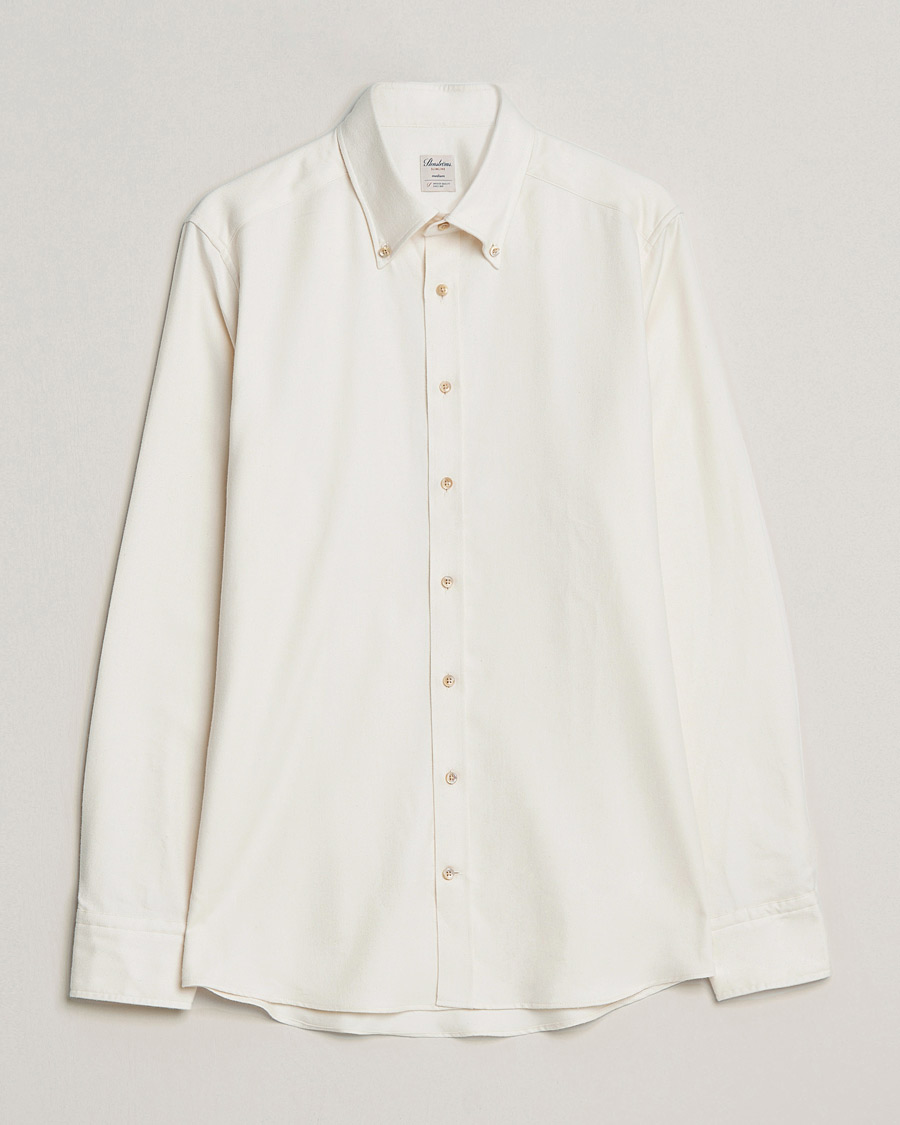 Stenströms Slimline Flannel Shirt White CareOfCarl.dk