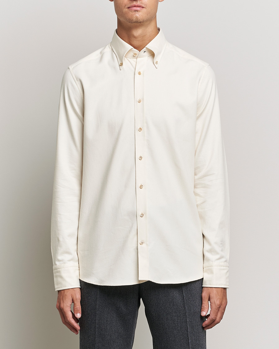 Herre | Skjorter | Stenströms | Slimline Flannel Shirt Off White