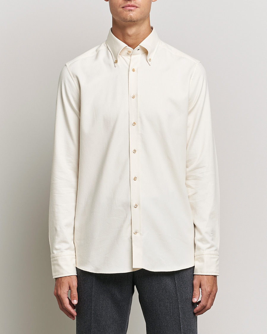 Traktat Kollektive kontrast Stenströms Slimline Flannel Shirt Off White - CareOfCarl.dk