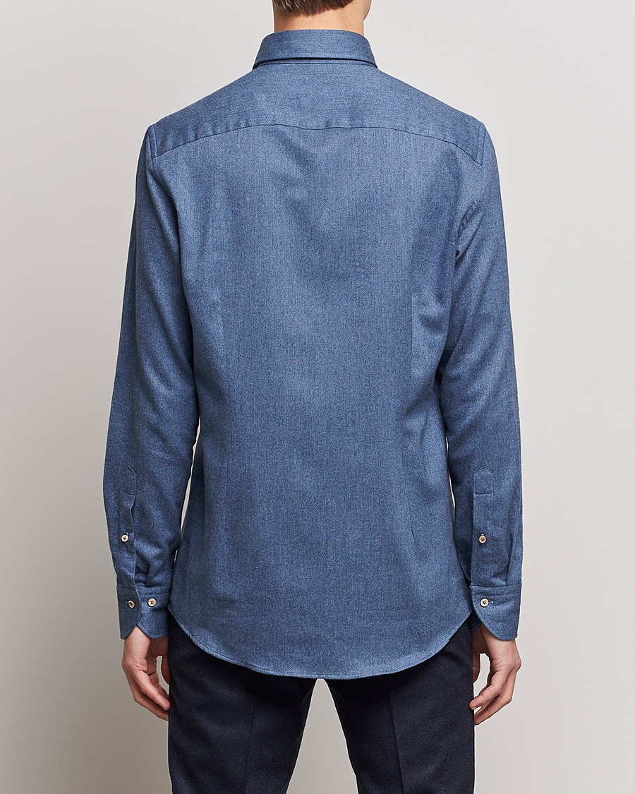 Herre | Skjorter | Stenströms | Slimline Flannel Shirt Blue