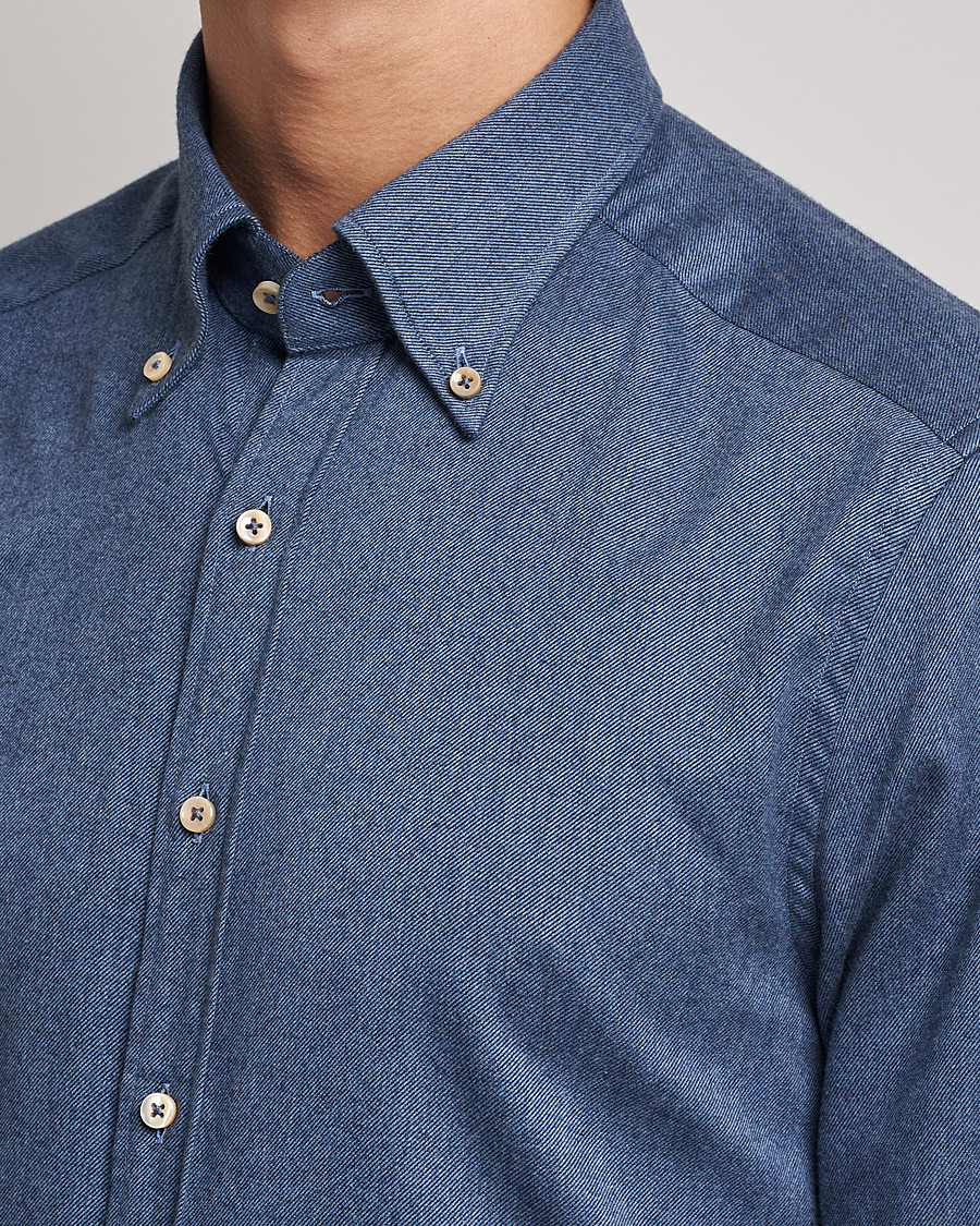 Herre | Skjorter | Stenströms | Slimline Flannel Shirt Blue