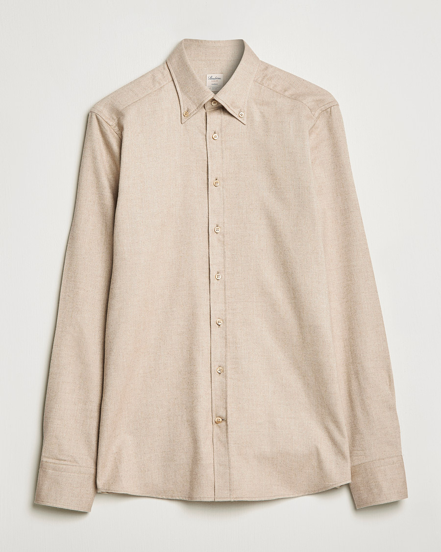 Herre | Skjorter | Stenströms | Slimline Flannel Shirt Beige