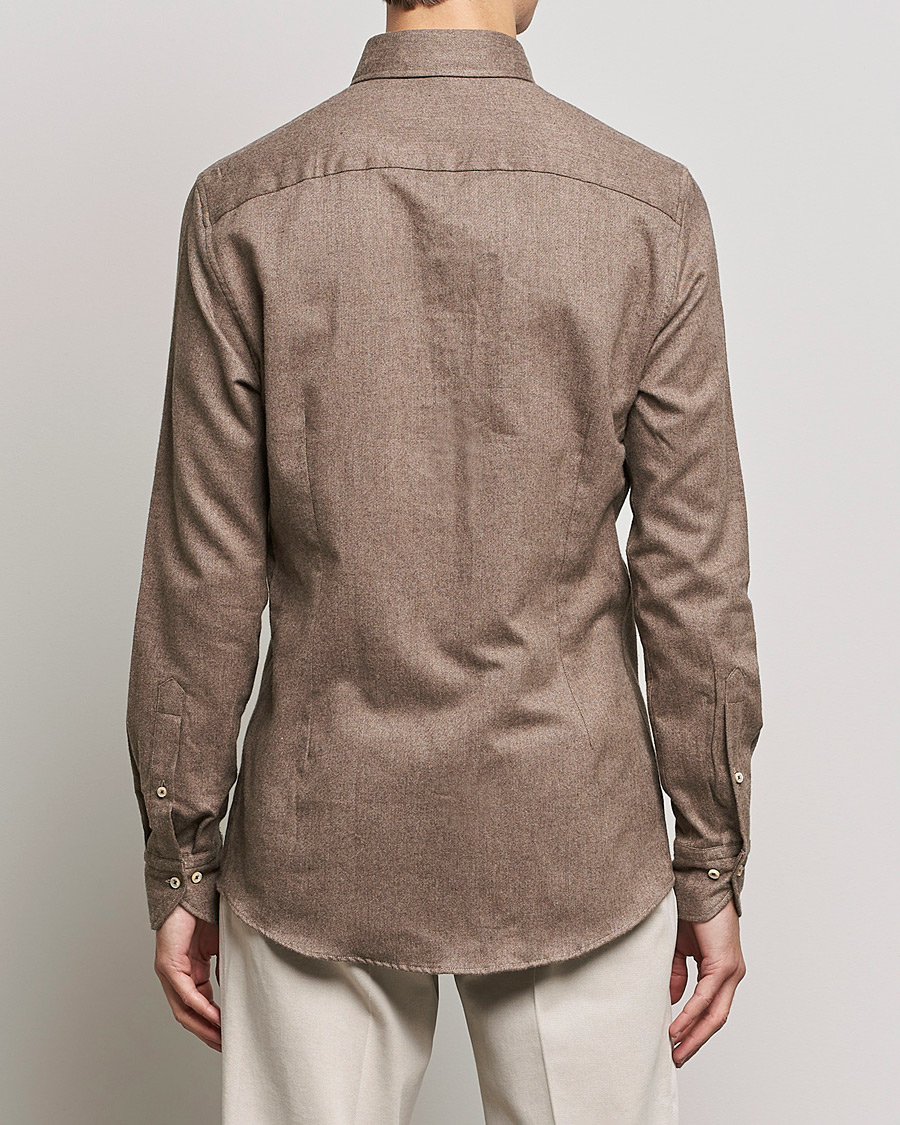 Herre | Skjorter | Stenströms | Slimline Flannel Shirt Brown