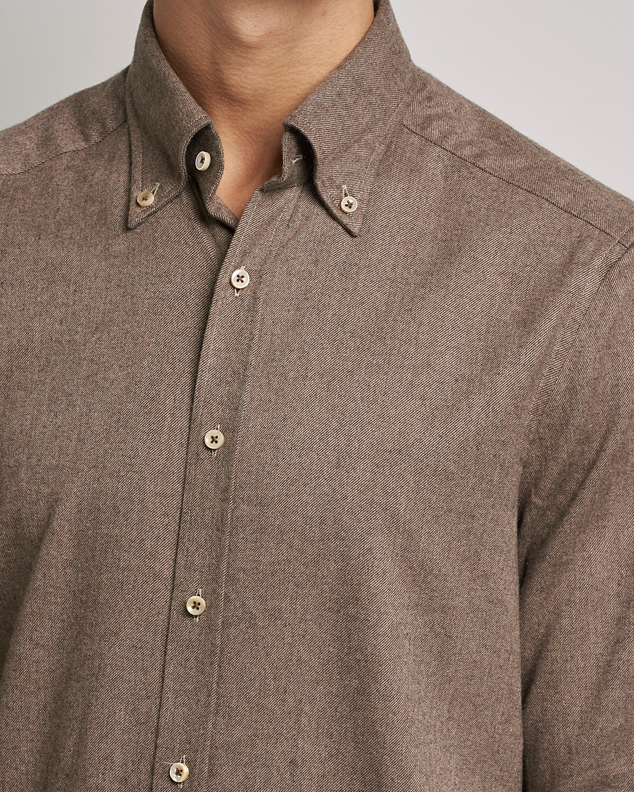 Herre | Skjorter | Stenströms | Slimline Flannel Shirt Brown