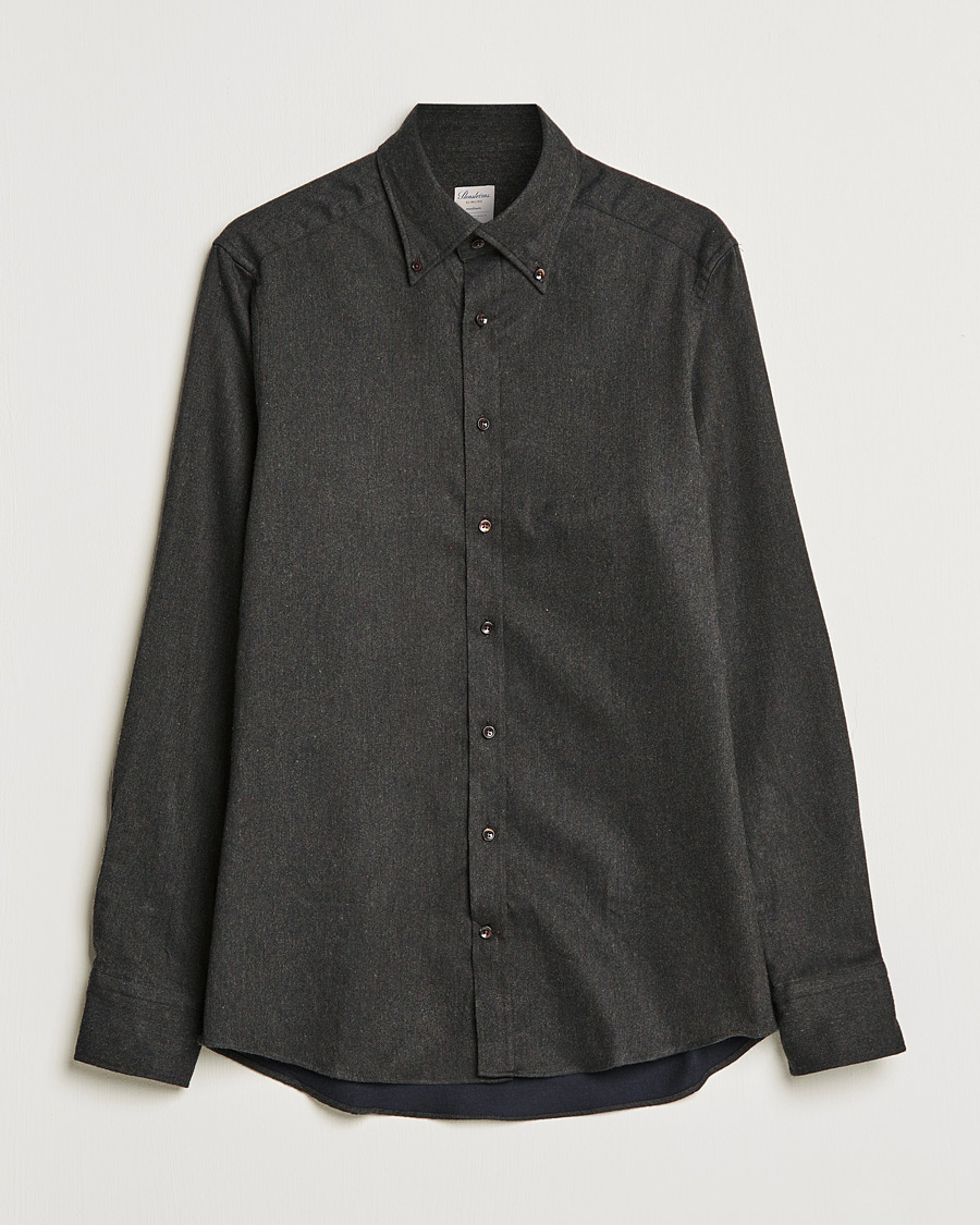 Herre | Skjorter | Stenströms | Slimline Flannel Shirt Dark Green