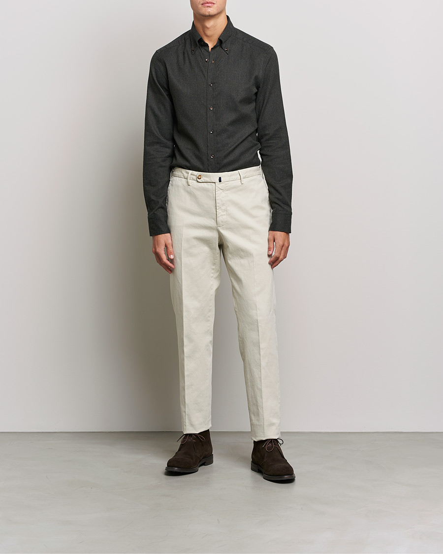 Herre | Skjorter | Stenströms | Slimline Flannel Shirt Dark Green