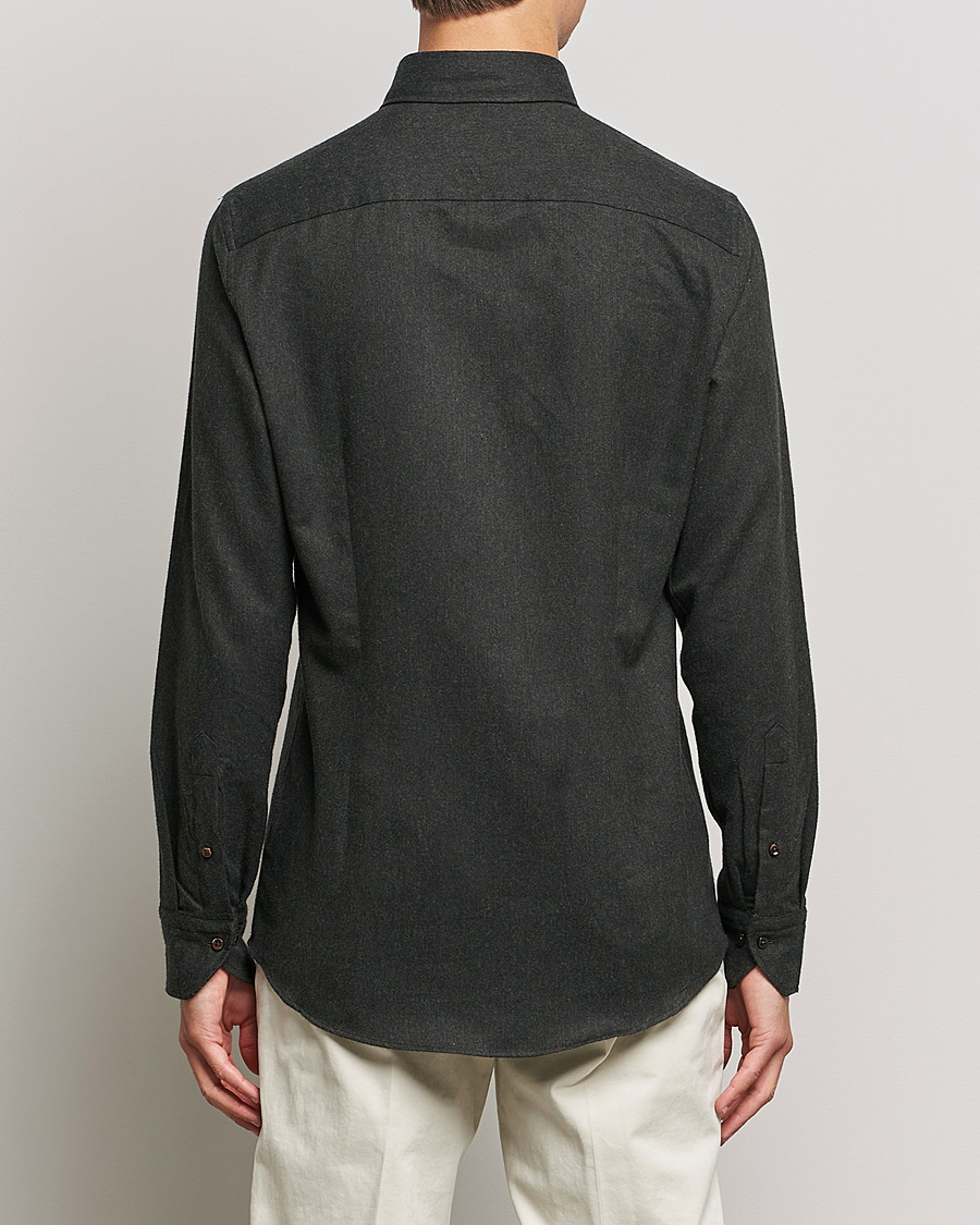 Herre | Skjorter | Stenströms | Slimline Flannel Shirt Dark Green