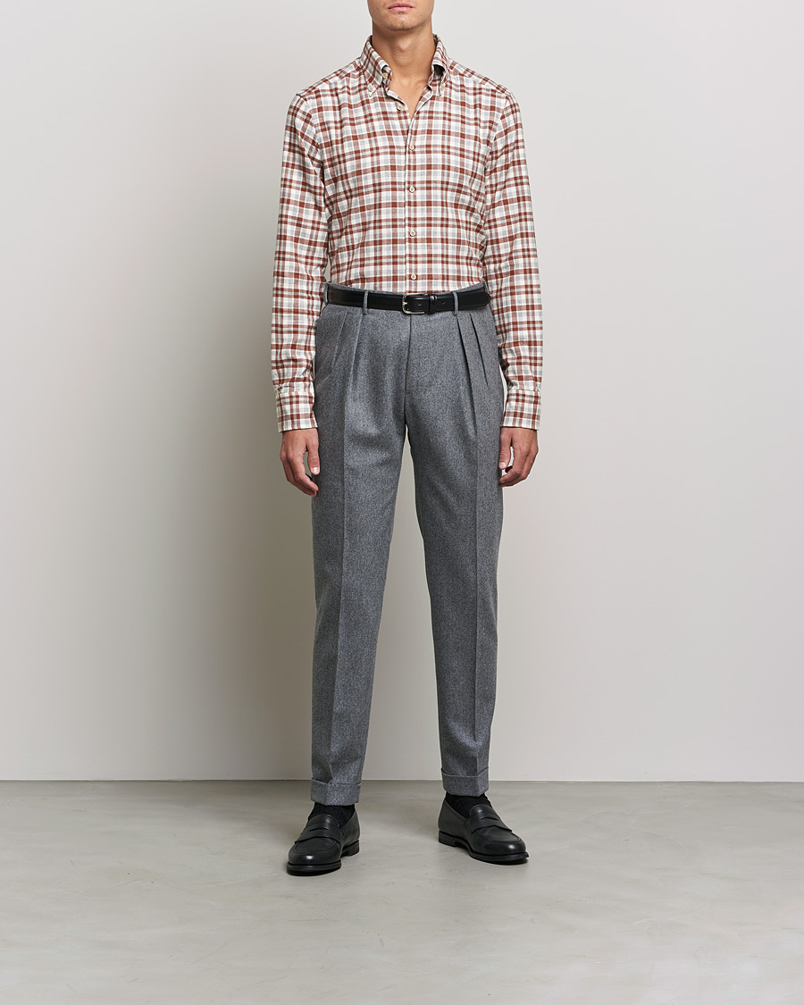 Herre | Skjorter | Stenströms | Slimline Checked Flannel Shirt Red/White