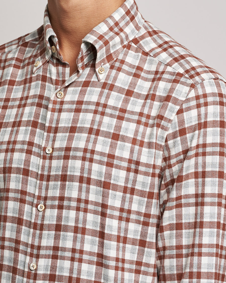 Herre | Skjorter | Stenströms | Slimline Checked Flannel Shirt Red/White