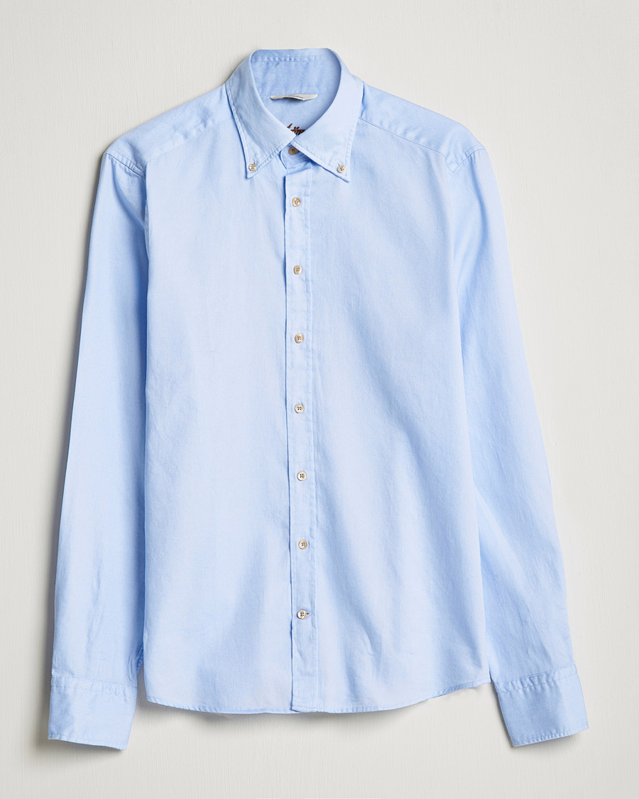 Herre | Skjorter | Stenströms | Slimline Button Down Printed Oxford Shirt Light Blue