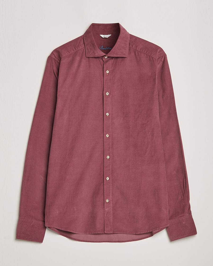 Herre | Skjorter | Stenströms | Slimline Washed Cut Away Corduroy Shirt Wine Red