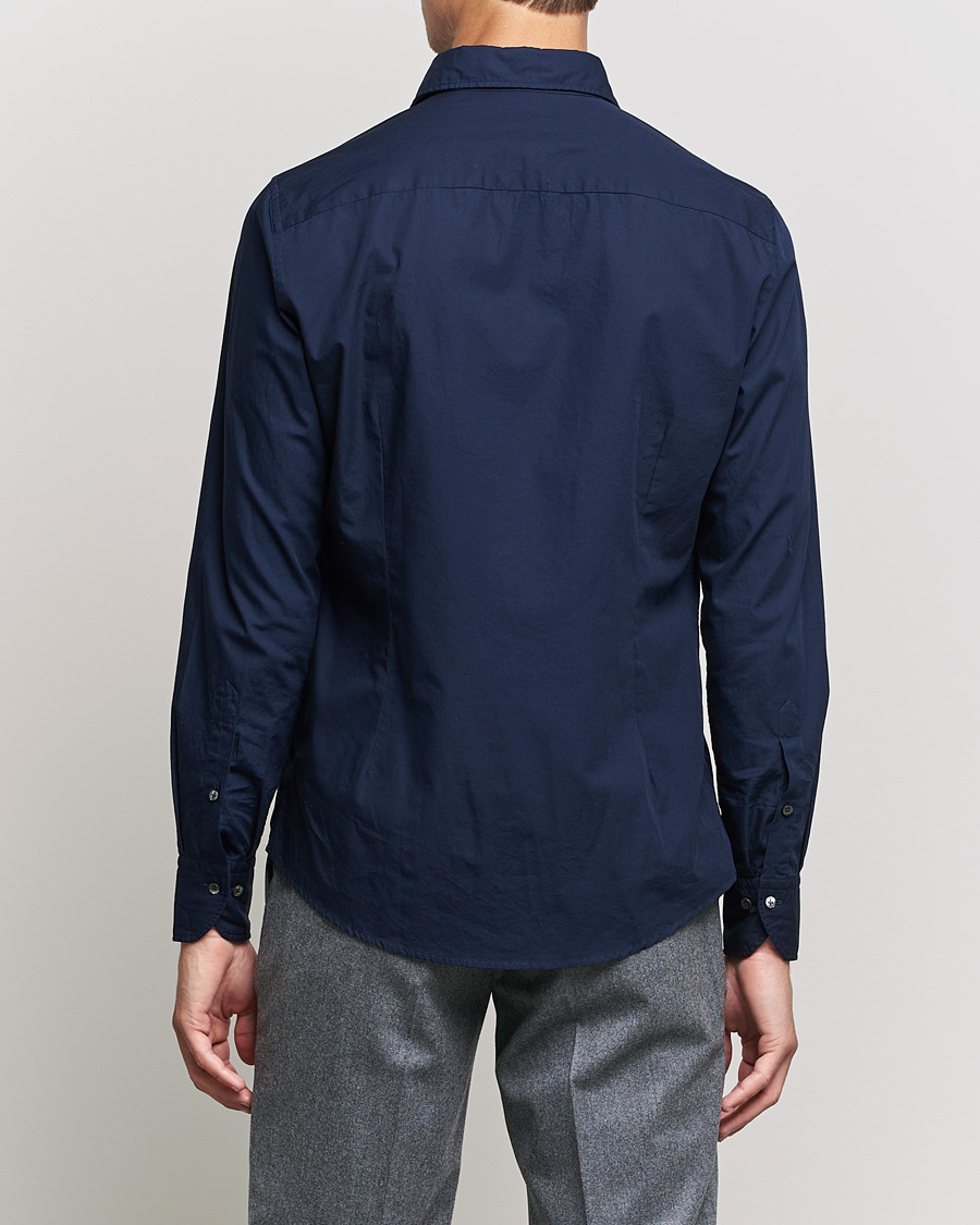 Herre | Skjorter | Stenströms | Slimline Washed Cut Away Poplin Shirt Navy