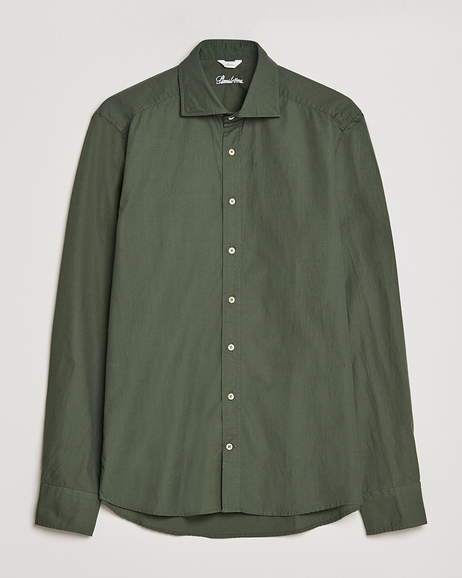 Herre | Skjorter | Stenströms | Slimline Washed Cut Away Poplin Shirt Green