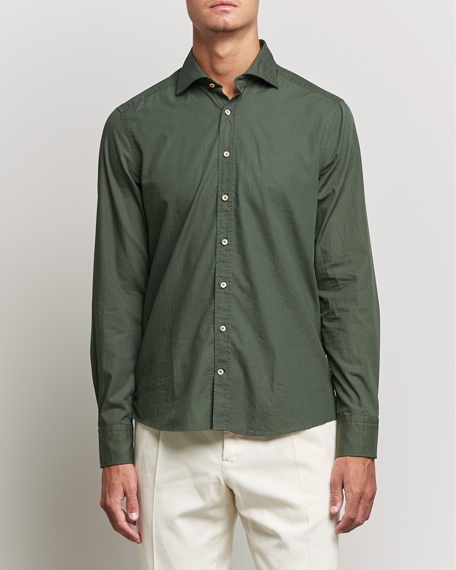 Herre | Skjorter | Stenströms | Slimline Washed Cut Away Poplin Shirt Green