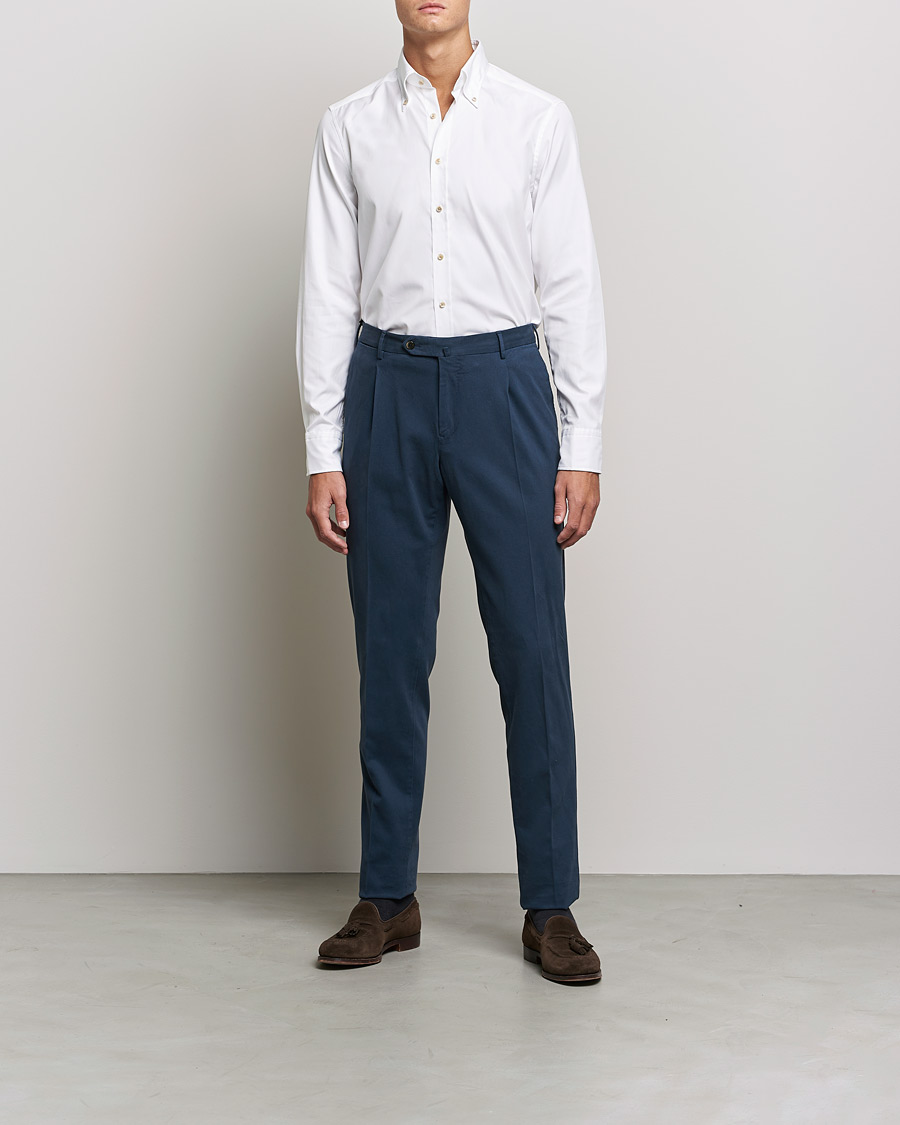 Herre | Skjorter | Stenströms | Slimline Button Down Pinpoint Oxford Shirt White