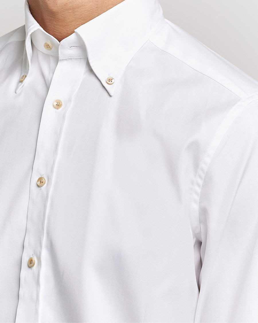 Herre | Skjorter | Stenströms | Slimline Button Down Pinpoint Oxford Shirt White