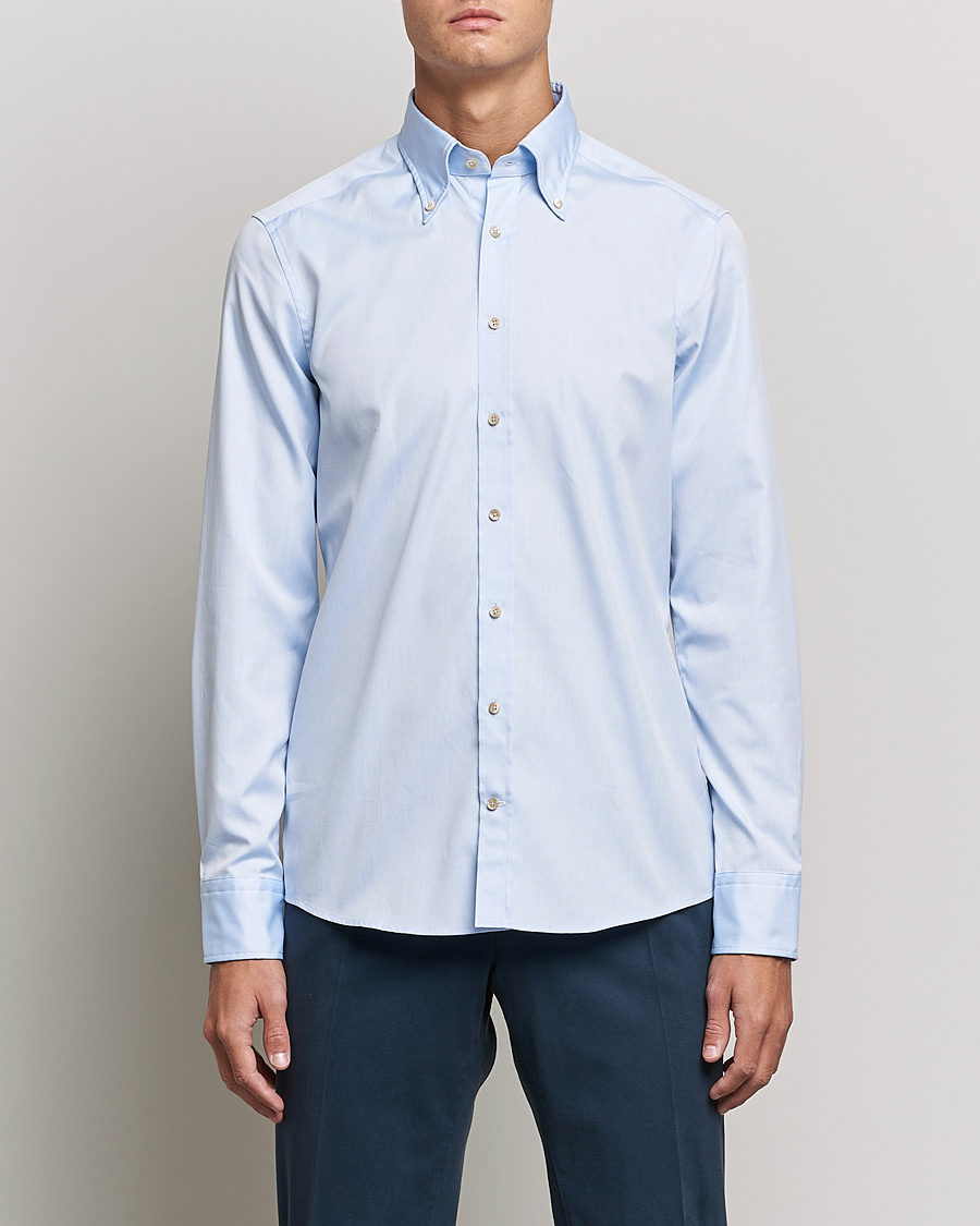 Herre | Skjorter | Stenströms | Slimline Button Down Pinpoint Oxford Shirt Light Blue