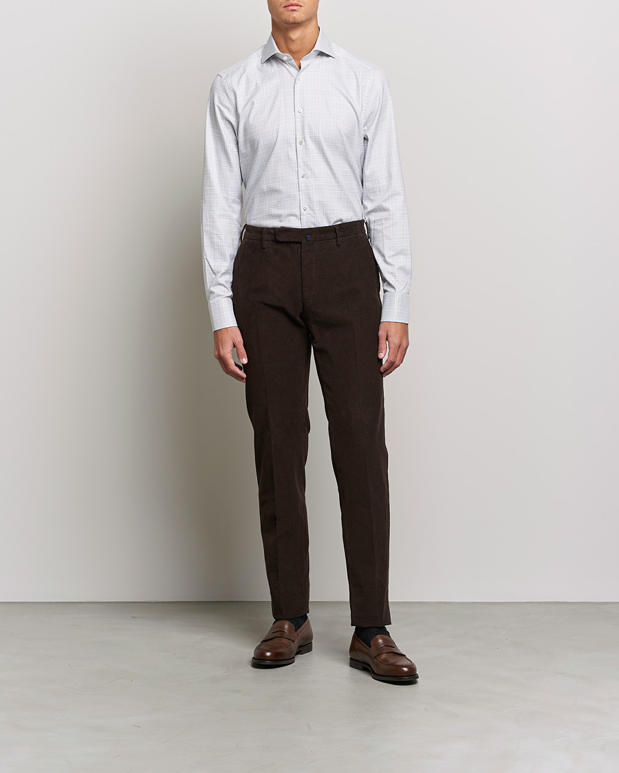 Herre | Skjorter | Stenströms | Slimline Cut Away Checked Shirt Green