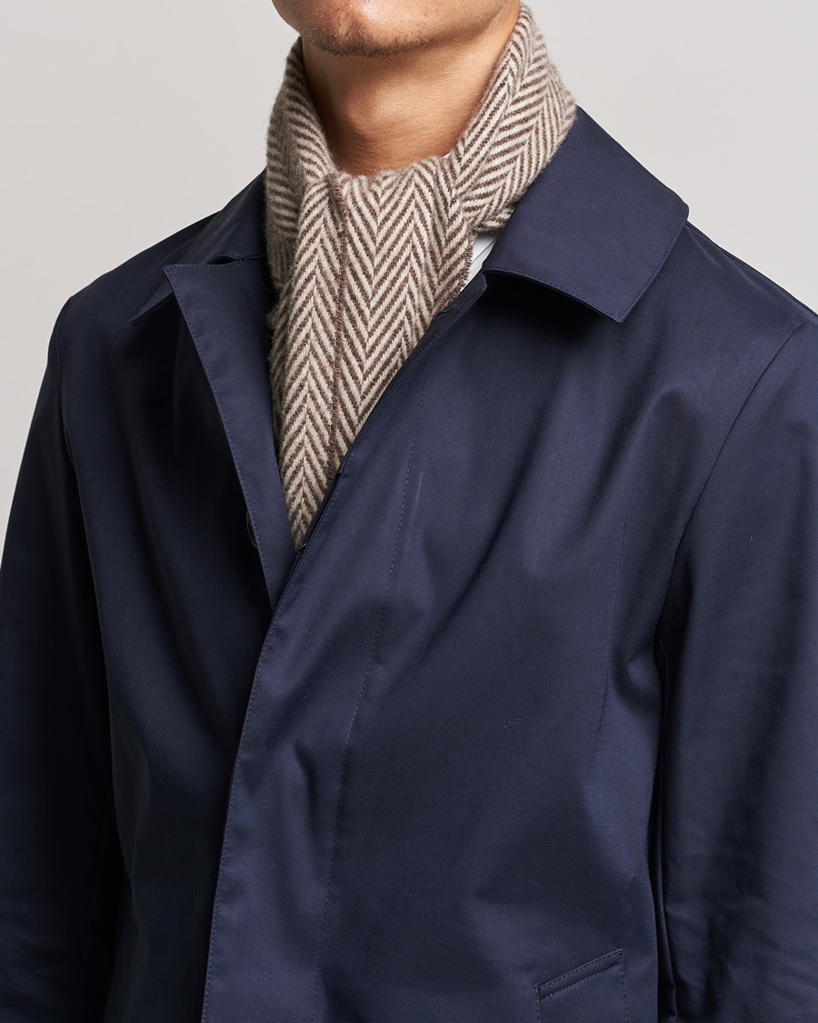 Herre | Stenströms Large Herringbone Wool Scarf Brown | Stenströms | Large Herringbone Wool Scarf Brown