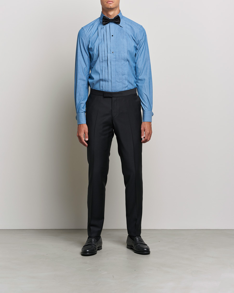 Herre | Smokingskjorter | Stenströms | 1899 Slimline Denim Tuxedo Shirt Blue