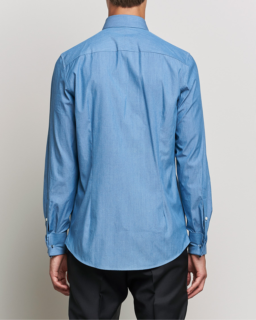 Herre | Skjorter | Stenströms | 1899 Slimline Denim Tuxedo Shirt Blue