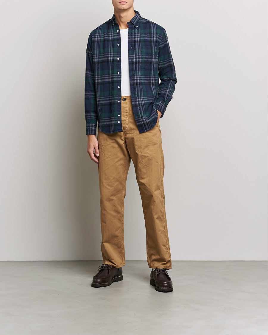 Herre | Skjorter | Gitman Vintage | Button Down Shaggy Flannel Shirt Blackwatch Check