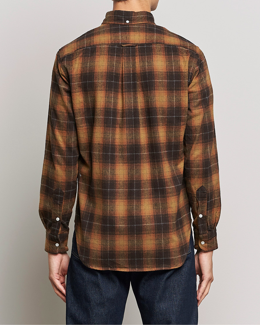 Herre | Skjorter | Gitman Vintage | Button Down Shaggy Flannel Shirt Brown Check