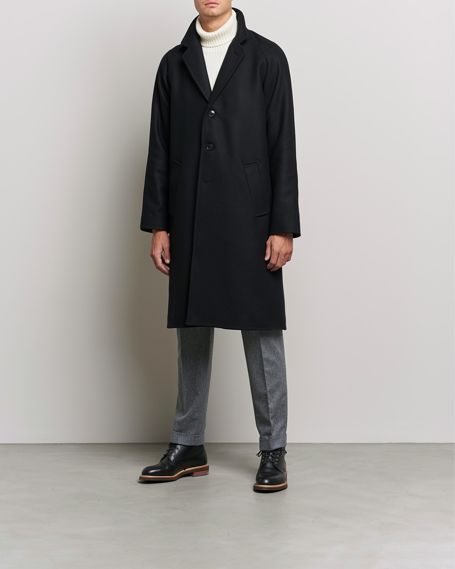 Herre | Jakker | Gloverall | Chesterfield Wool/Cashmere Raglan Coat Black