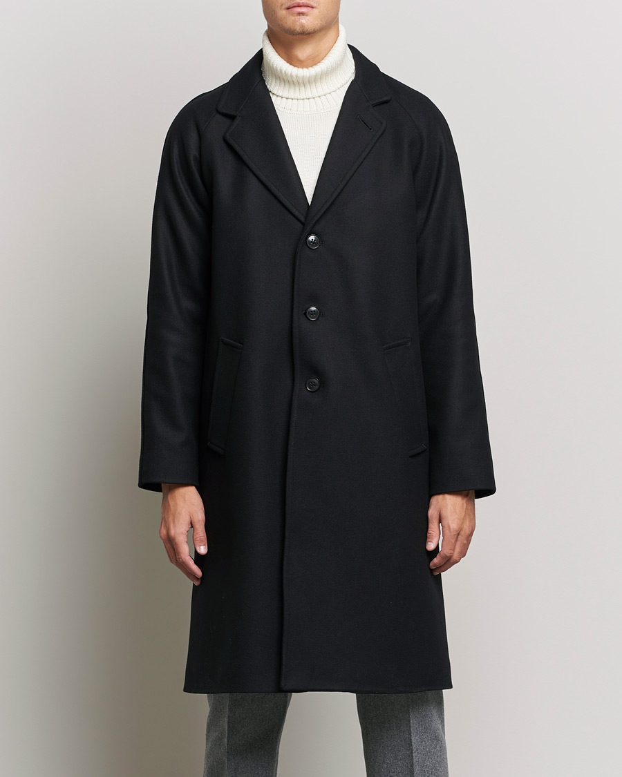 Herre | Jakker | Gloverall | Chesterfield Wool/Cashmere Raglan Coat Black