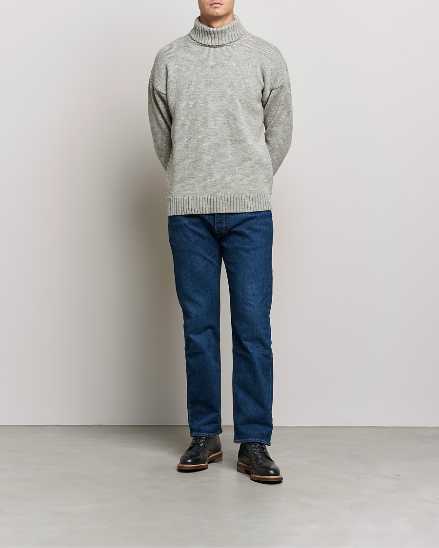 Herre | Trøjer | Gloverall | Submariner Chunky Wool Roll Neck Light Grey