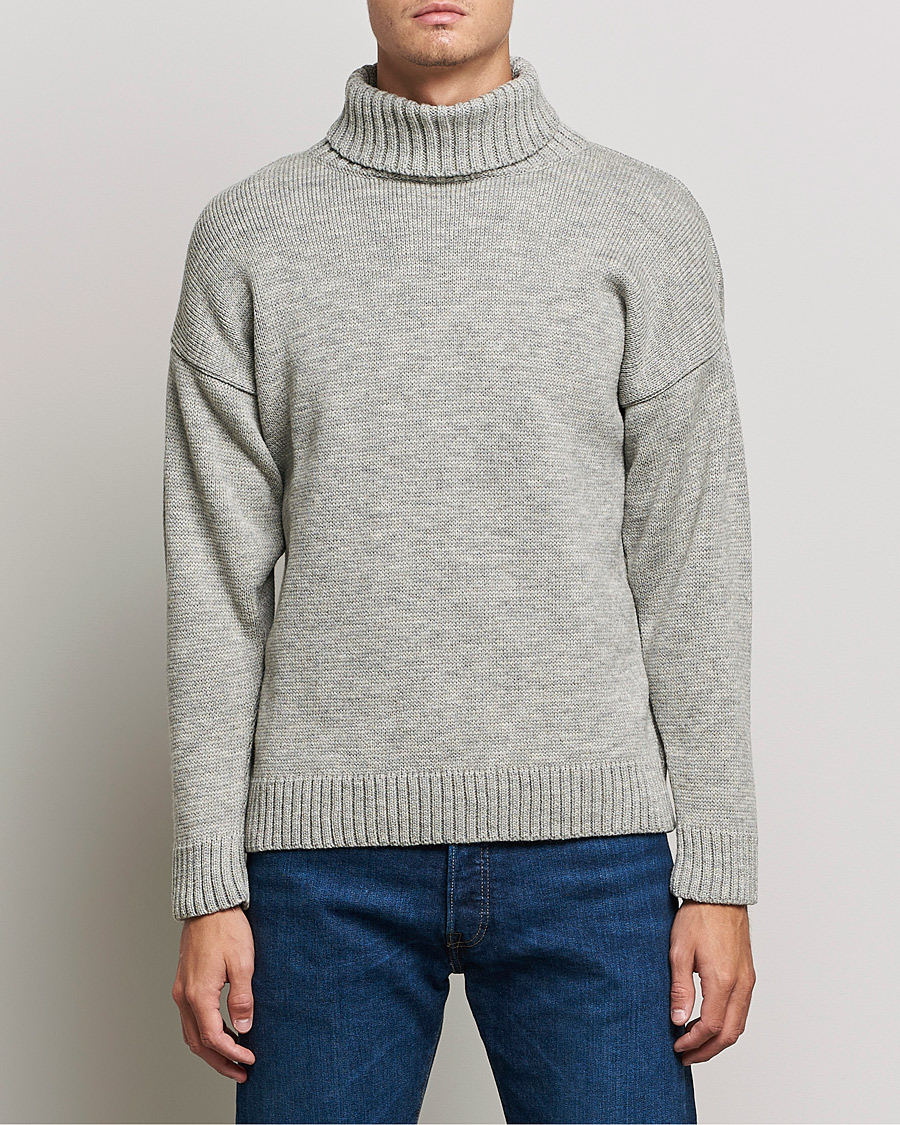 Herre | Trøjer | Gloverall | Submariner Chunky Wool Roll Neck Light Grey