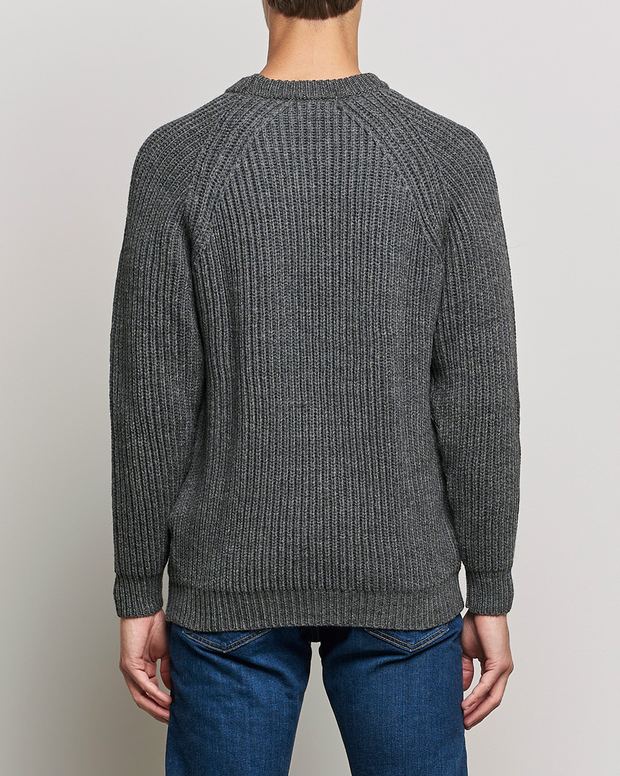Herre | Trøjer | Gloverall | Fisherman Rib Chunky Wool Crew Neck Grey