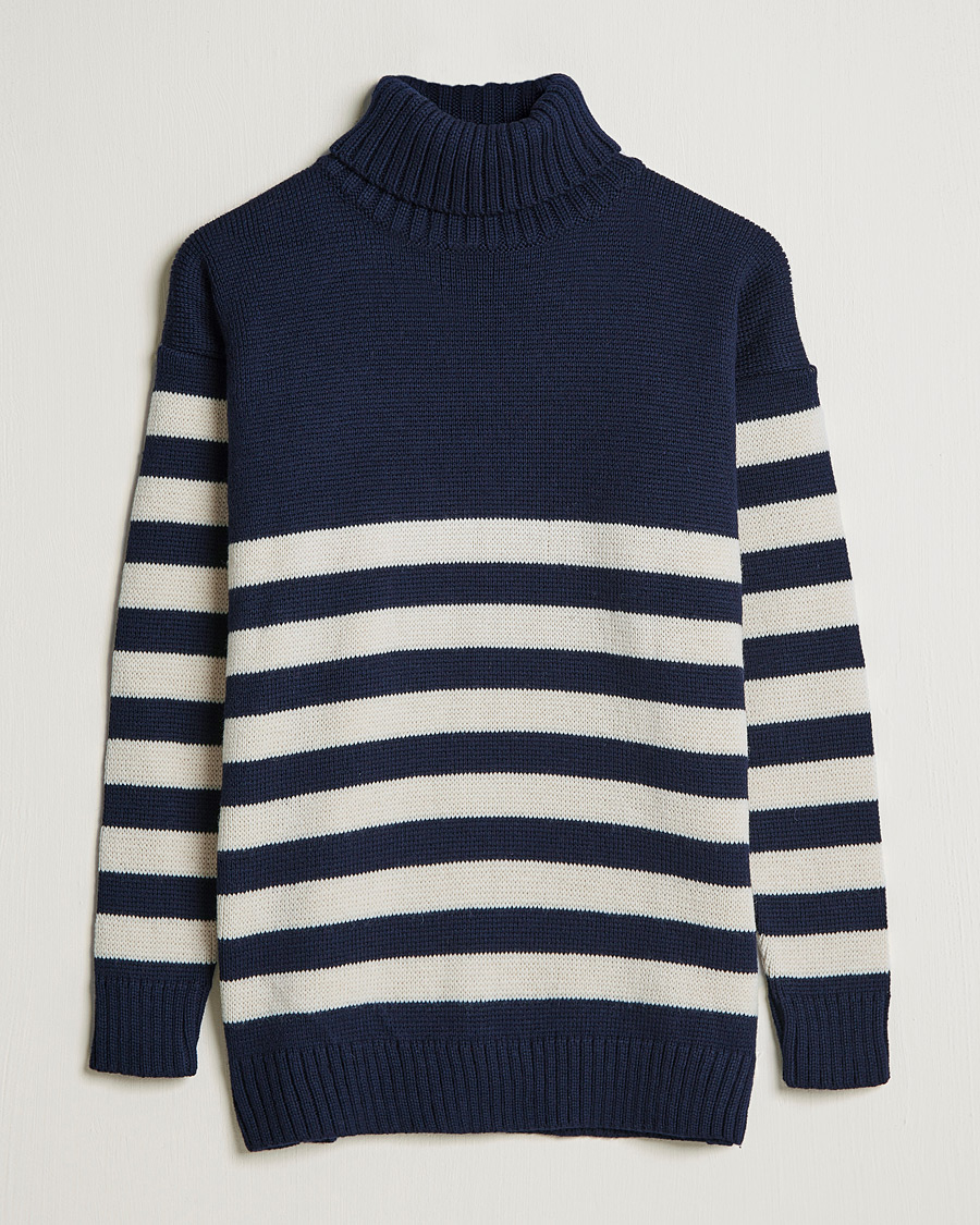 Herre | Trøjer | Gloverall | Breton Submariner Wool Rollneck Navy/Ecru