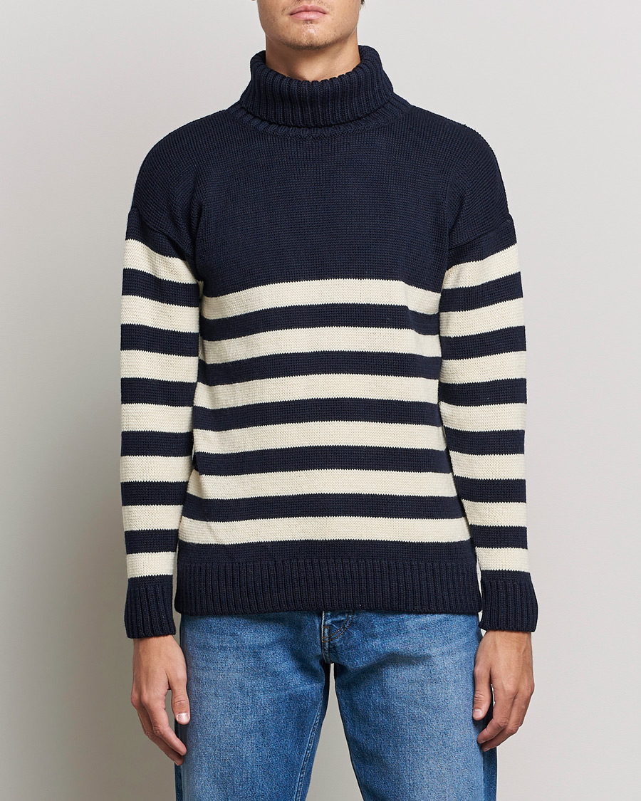 Herre | Trøjer | Gloverall | Breton Submariner Wool Rollneck Navy/Ecru