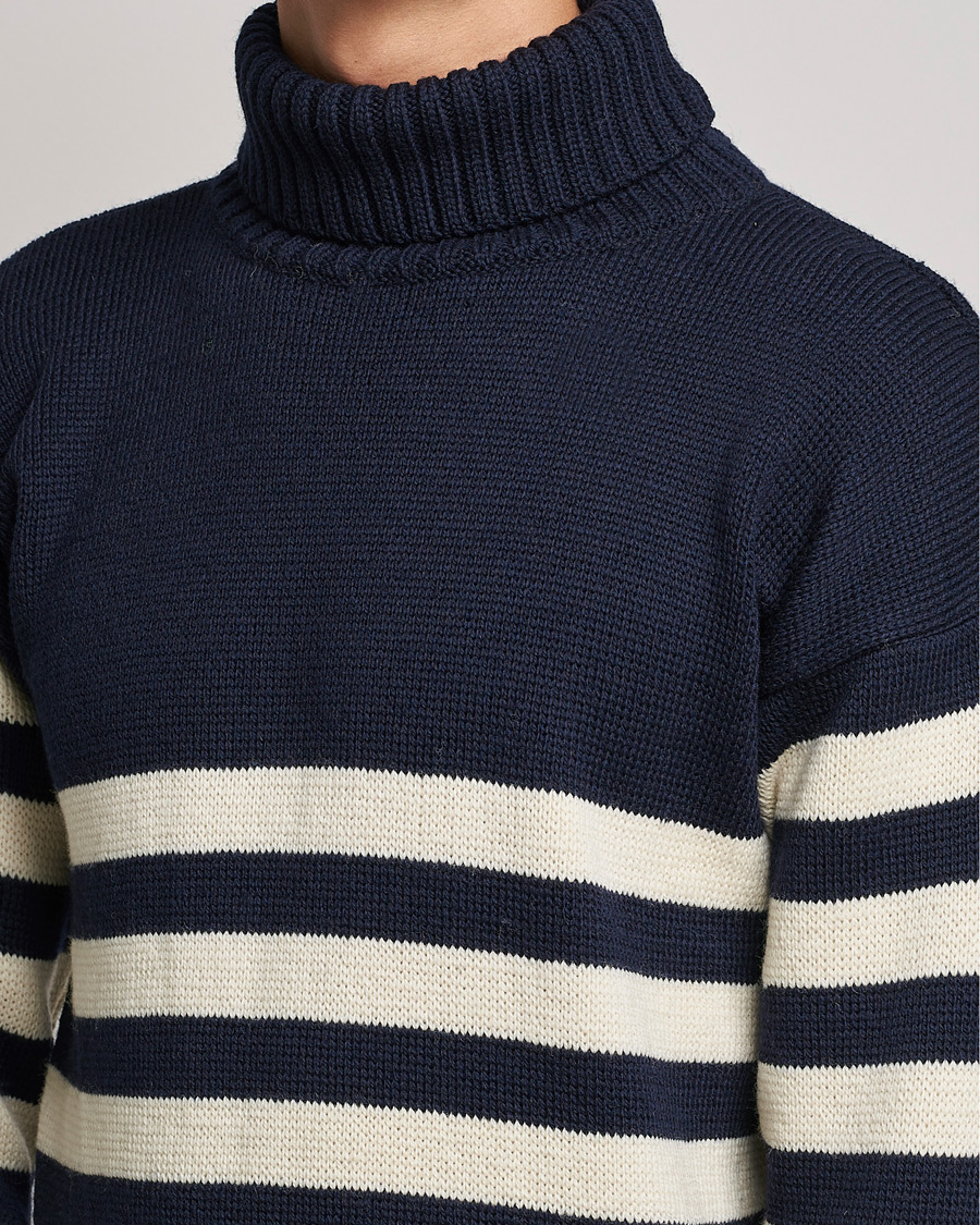 Herre | Trøjer | Gloverall | Breton Submariner Wool Rollneck Navy/Ecru