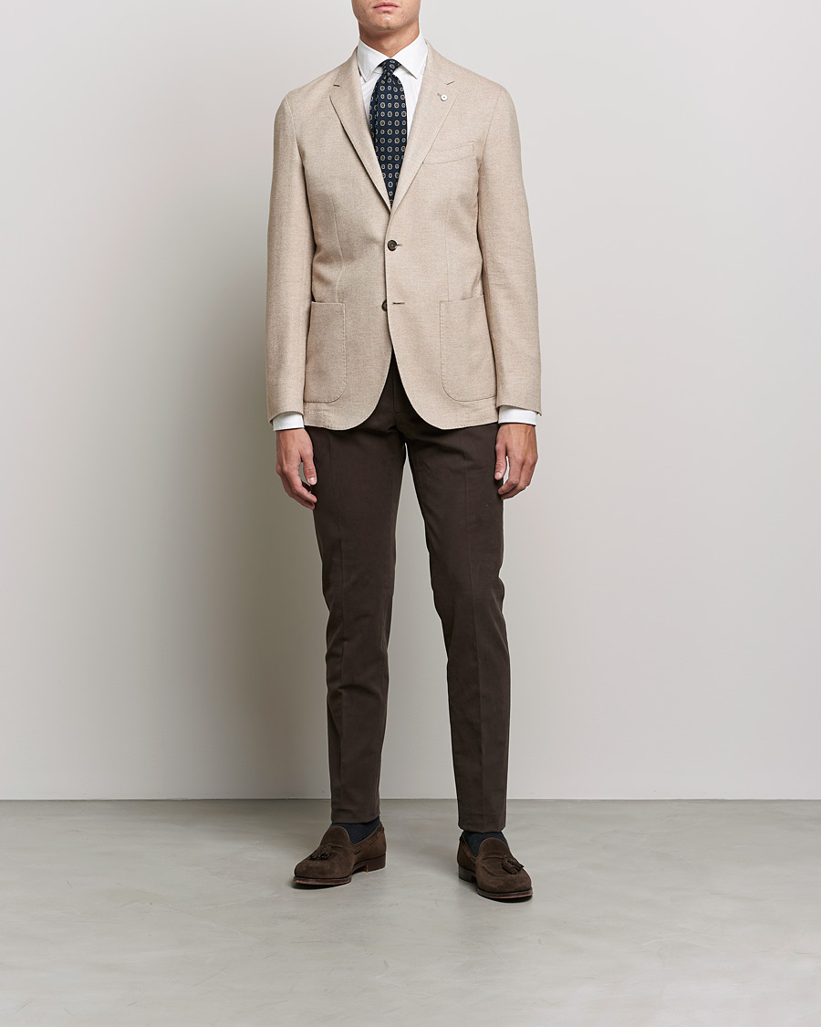 Herre | Blazere & jakker | L.B.M. 1911 | Jack Herringbone Soft Cotton Blazer Beige
