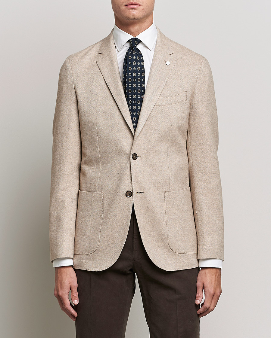 Herre | Blazere & jakker | L.B.M. 1911 | Jack Herringbone Soft Cotton Blazer Beige