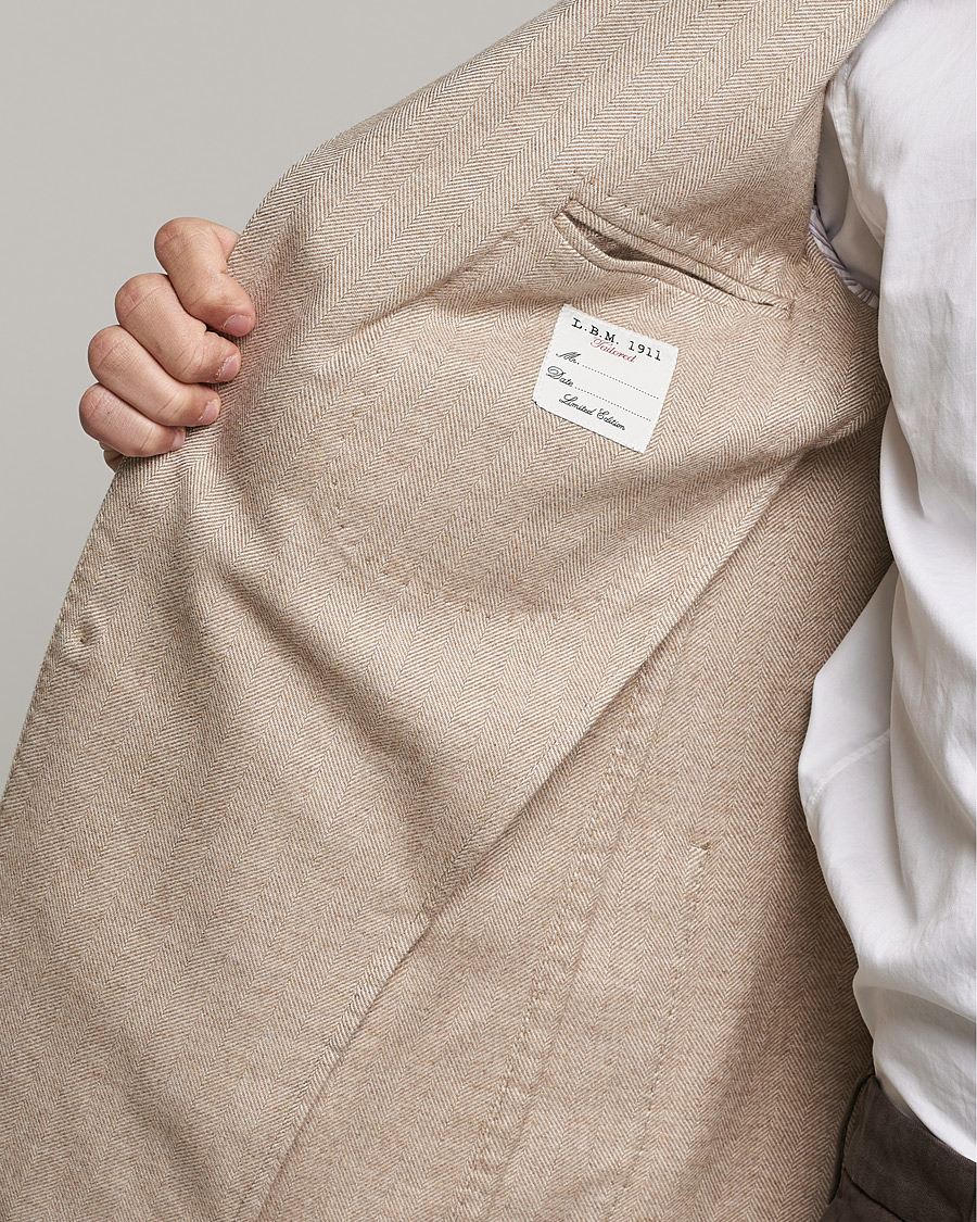 Herre | Blazere & jakker | L.B.M. 1911 | Jack Herringbone Soft Cotton Blazer Beige
