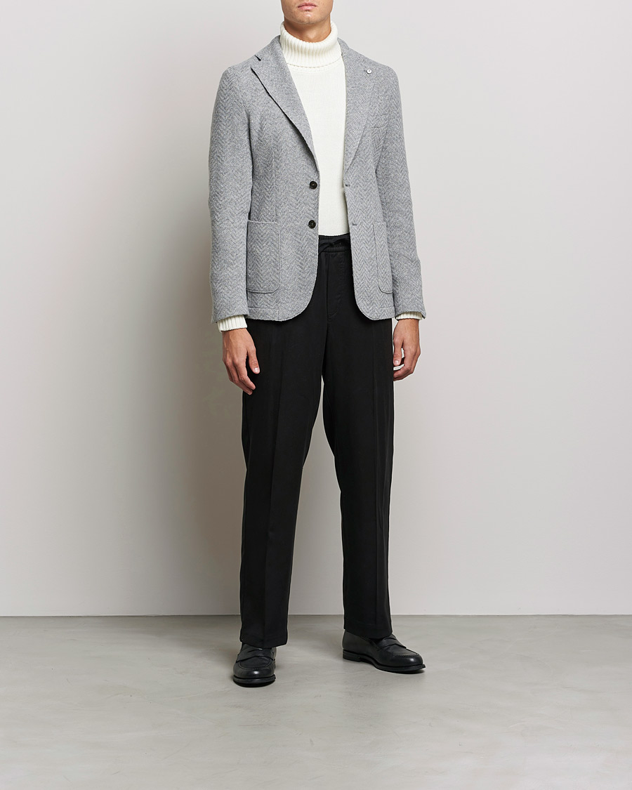 Herre | Blazere & jakker | L.B.M. 1911 | Punto Knitted Wool Structure Blazer Grey