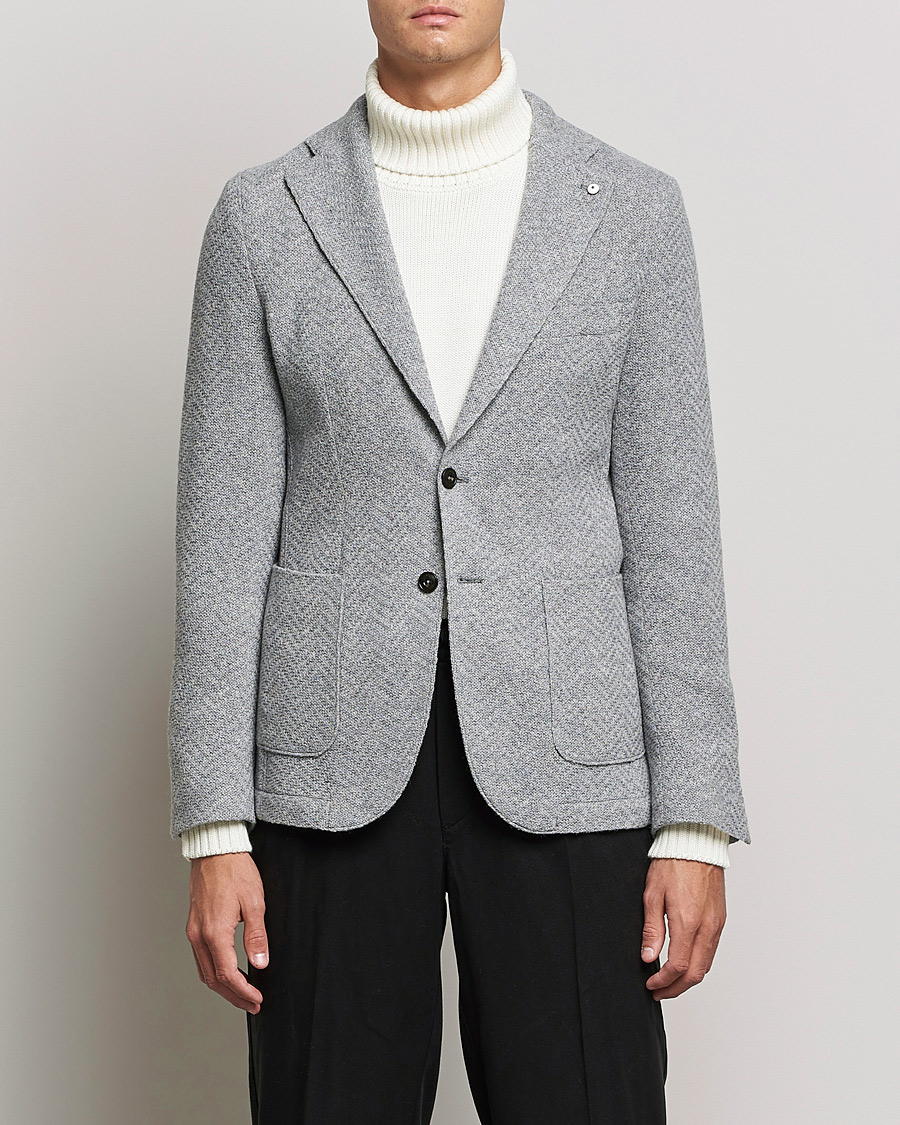 Herre | Blazere & jakker | L.B.M. 1911 | Punto Knitted Wool Structure Blazer Grey
