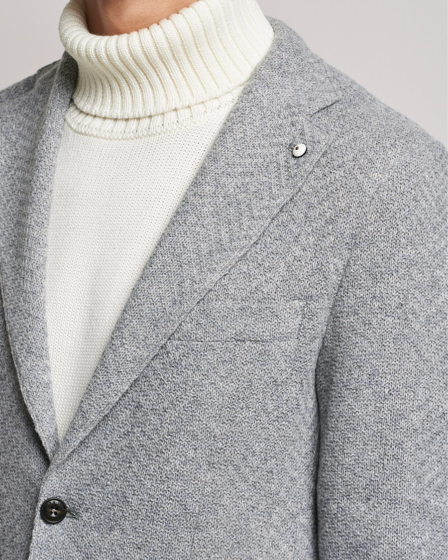 Herre | Blazere & jakker | L.B.M. 1911 | Punto Knitted Wool Structure Blazer Grey