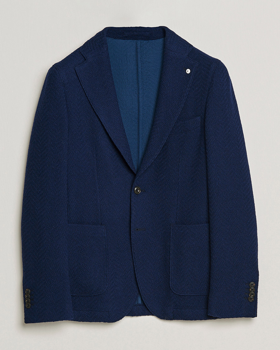 Herre | Blazere & jakker | L.B.M. 1911 | Punto Knitted Wool Structure Blazer Navy