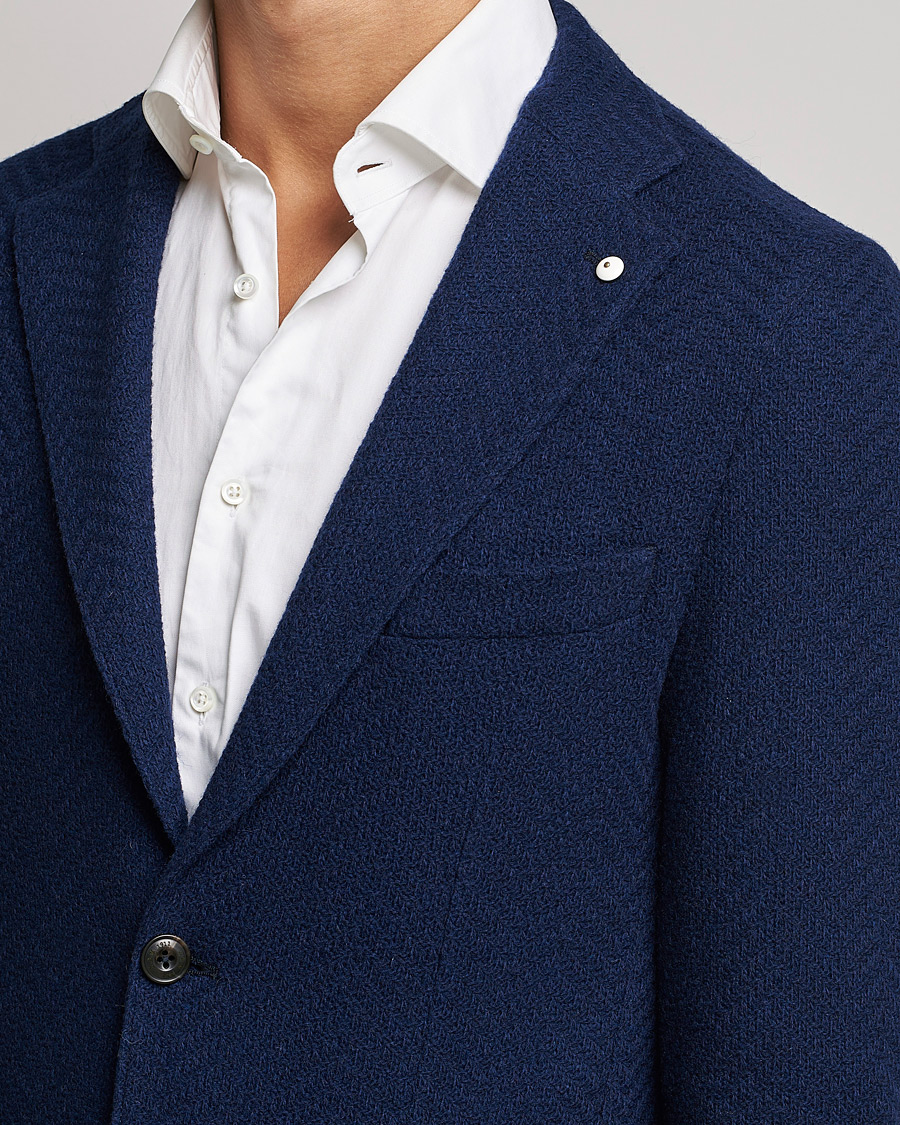 Herre | Blazere & jakker | L.B.M. 1911 | Punto Knitted Wool Structure Blazer Navy