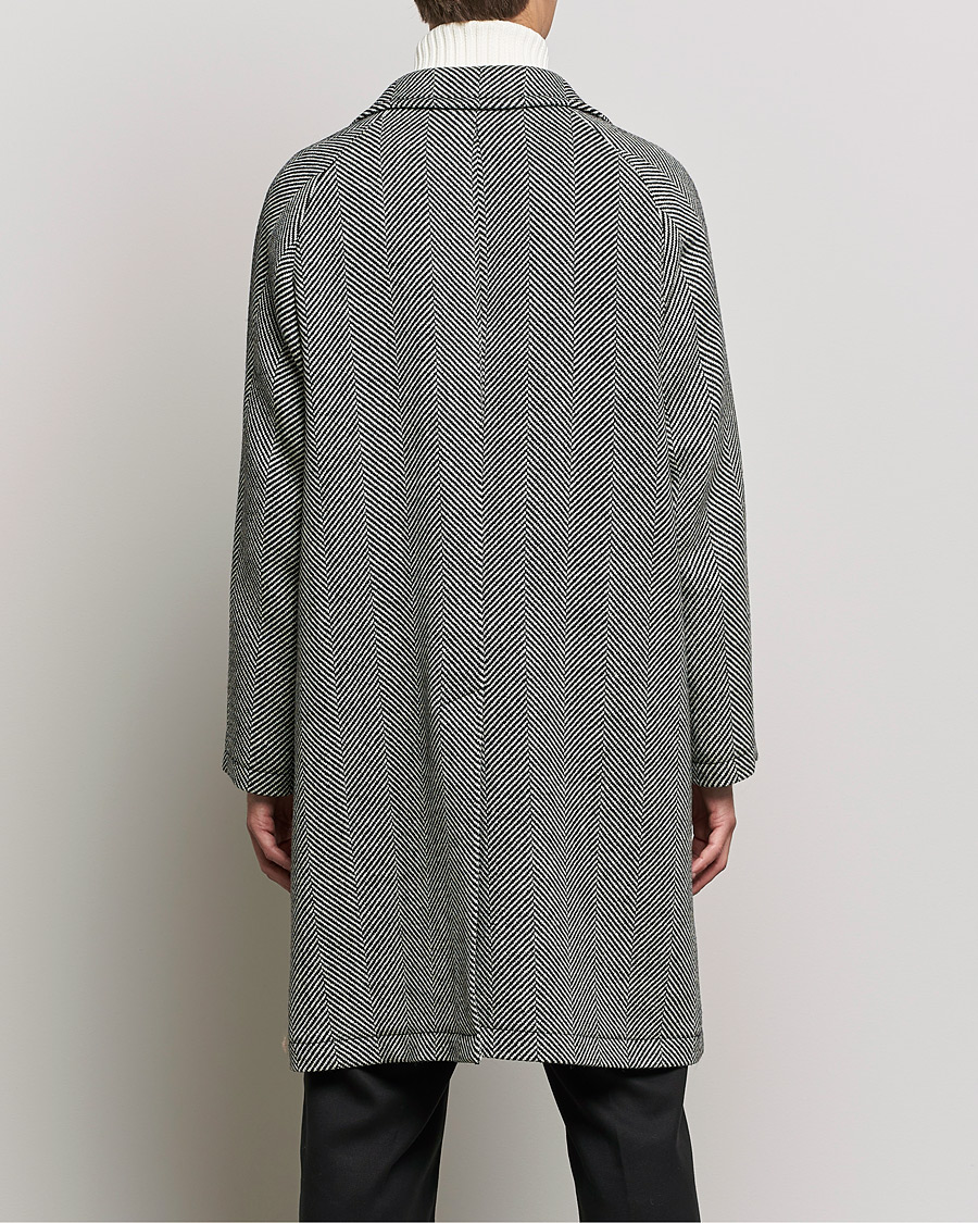 Herre | Jakker | L.B.M. 1911 | Herringbone Raglan Wool Coat Black/White