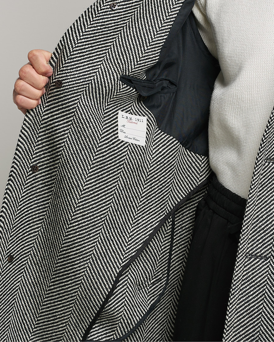 Herre | Jakker | L.B.M. 1911 | Herringbone Raglan Wool Coat Black/White