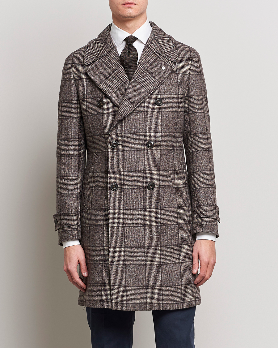 Herre | Frakker | L.B.M. 1911 | Double Breasted Checked Wool Coat Brown