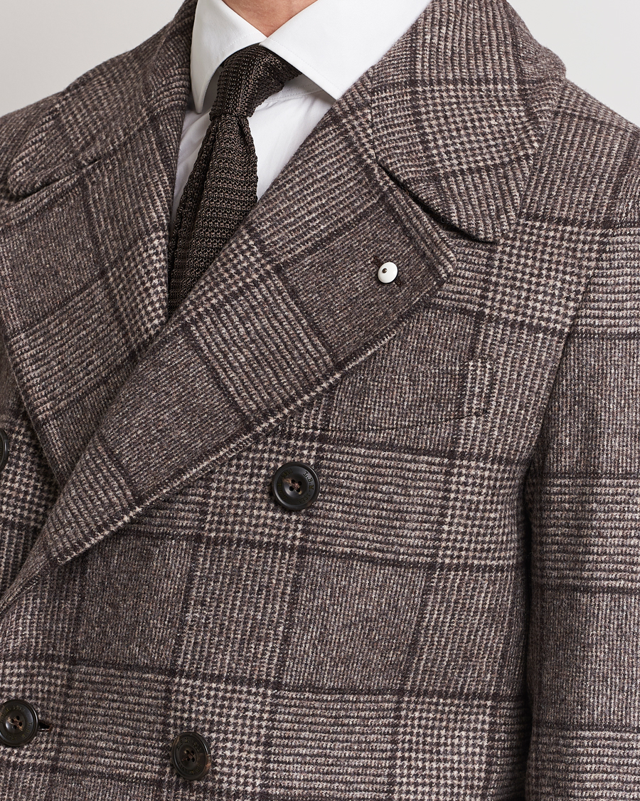 Herre | Jakker | L.B.M. 1911 | Double Breasted Checked Wool Coat Brown